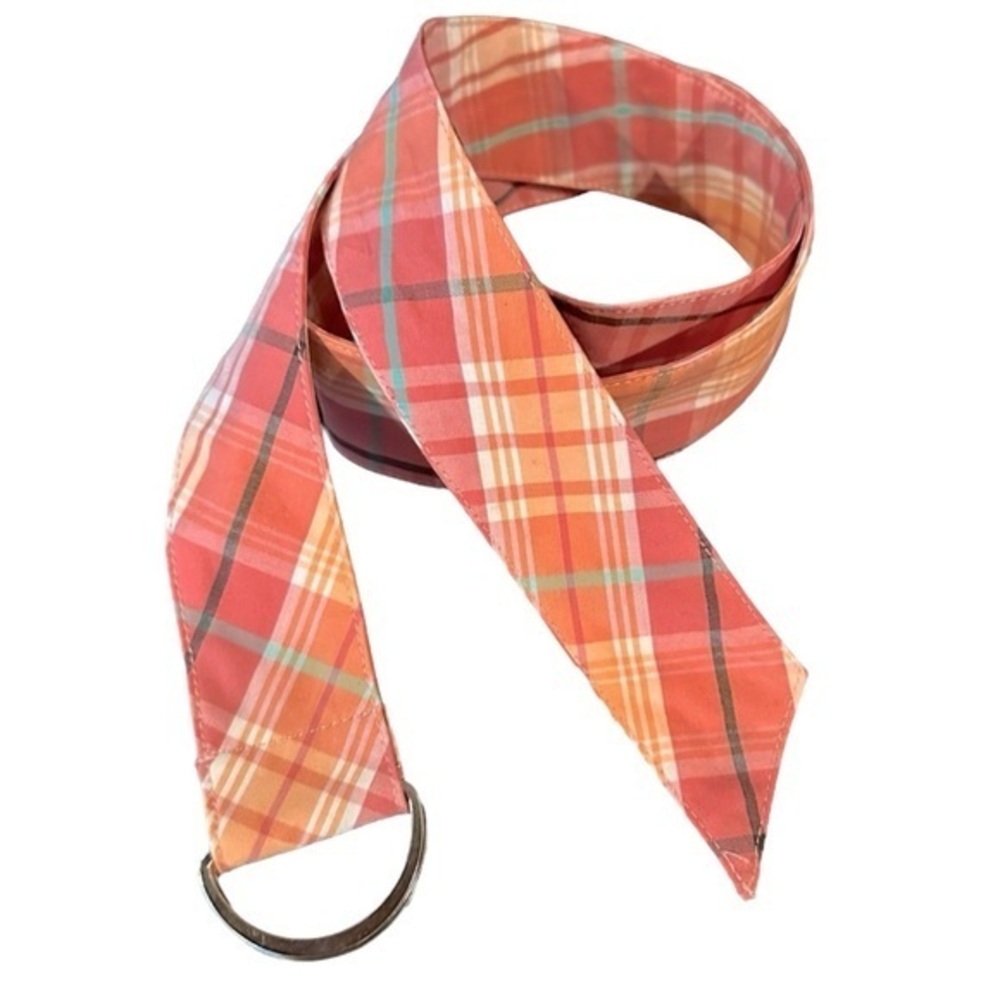 Preppy Orange Pink Plaid Belt 40” Golf Summer Coastal Unisex M/L